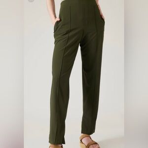 Athleta Brooklyn Heights Slim Pant 10 petite NWT olive green